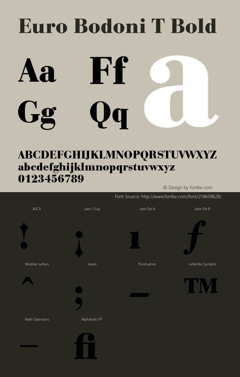 Euro Bodoni T Bold Version 001.005图片样张