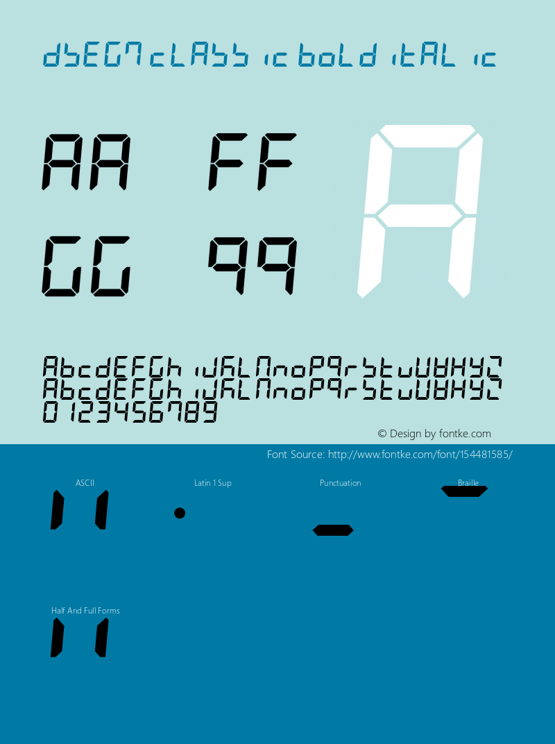 DSEG7 Classic Bold Italic Version 0.46图片样张