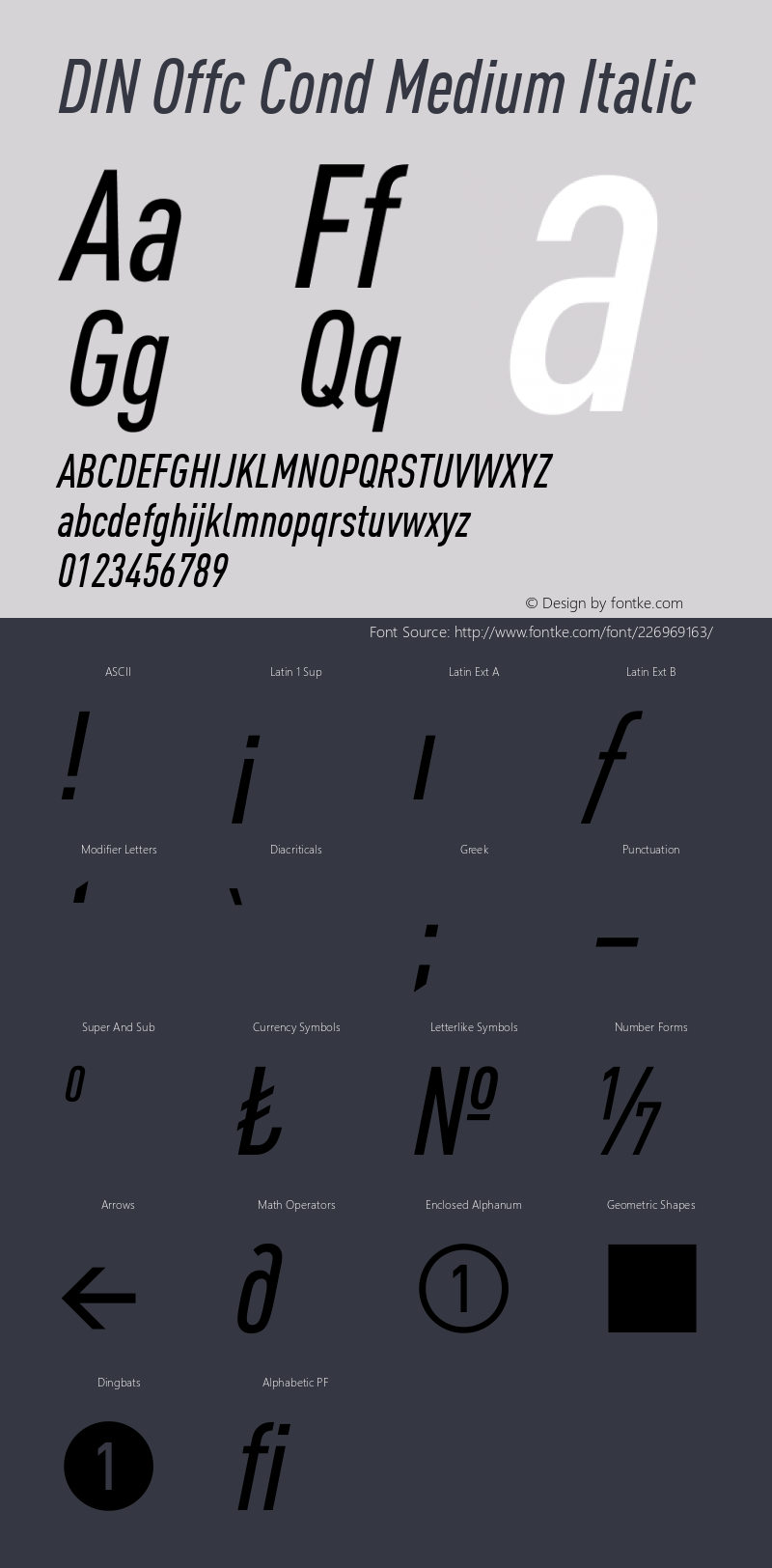 DIN Offc Cond Medium Italic Version 7.504; 2009; Build 1023图片样张