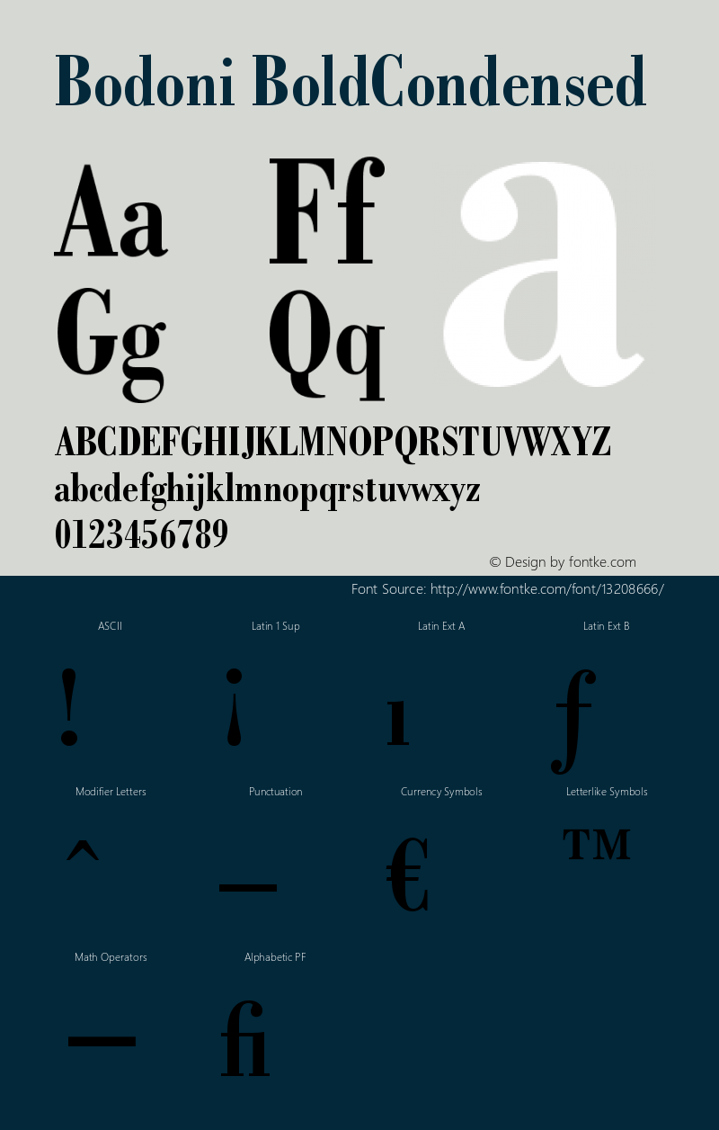 Bodoni BoldCondensed Version 003.001图片样张