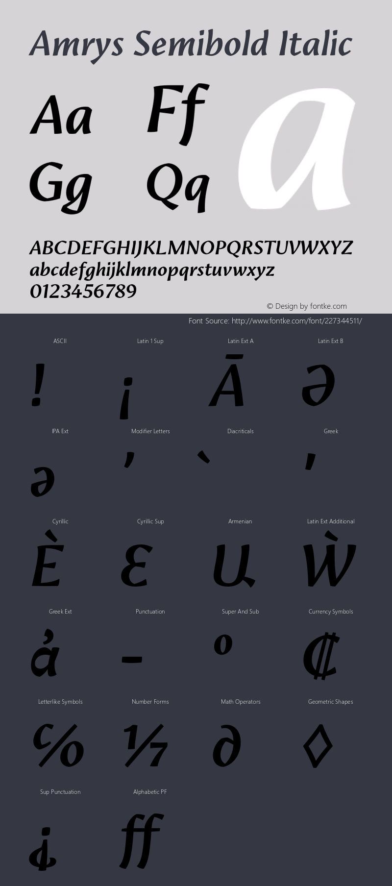 Amrys Semibold Italic Version 1.00, build 18, g2.5.2.1158, s3图片样张