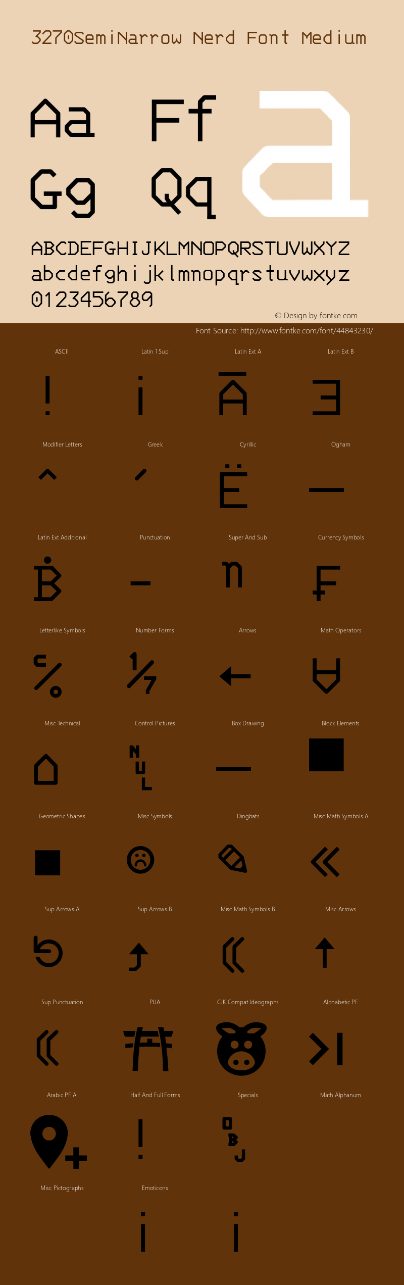 3270 Semi-Narrow Nerd Font Complete Version 001.000;Nerd Fonts 2图片样张