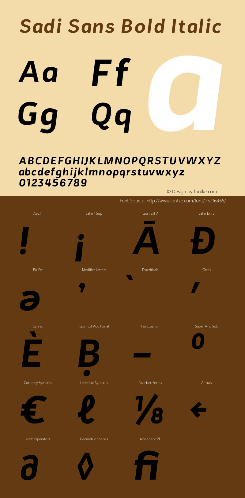 Sadi Sans Bold Italic Version 1.000;hotconv 1.0.109;makeotfexe 2.5.65596图片样张