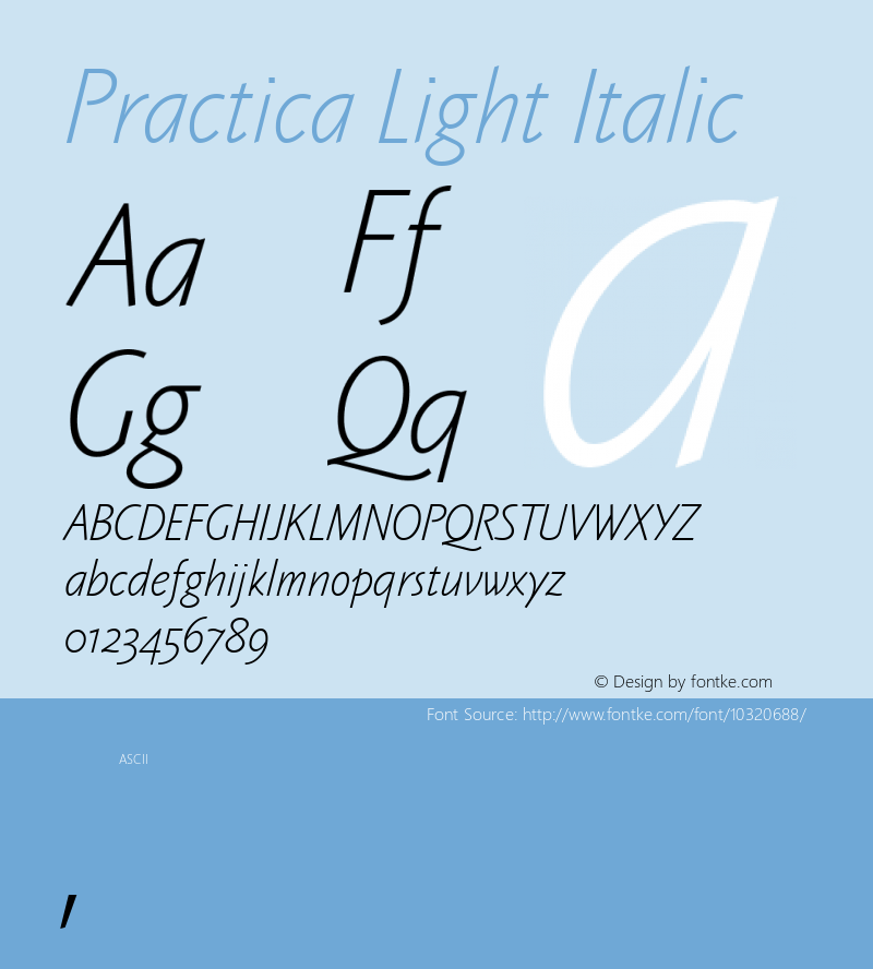 Practica Light Italic Macromedia Fontographer 4.1J 06/08/2006图片样张