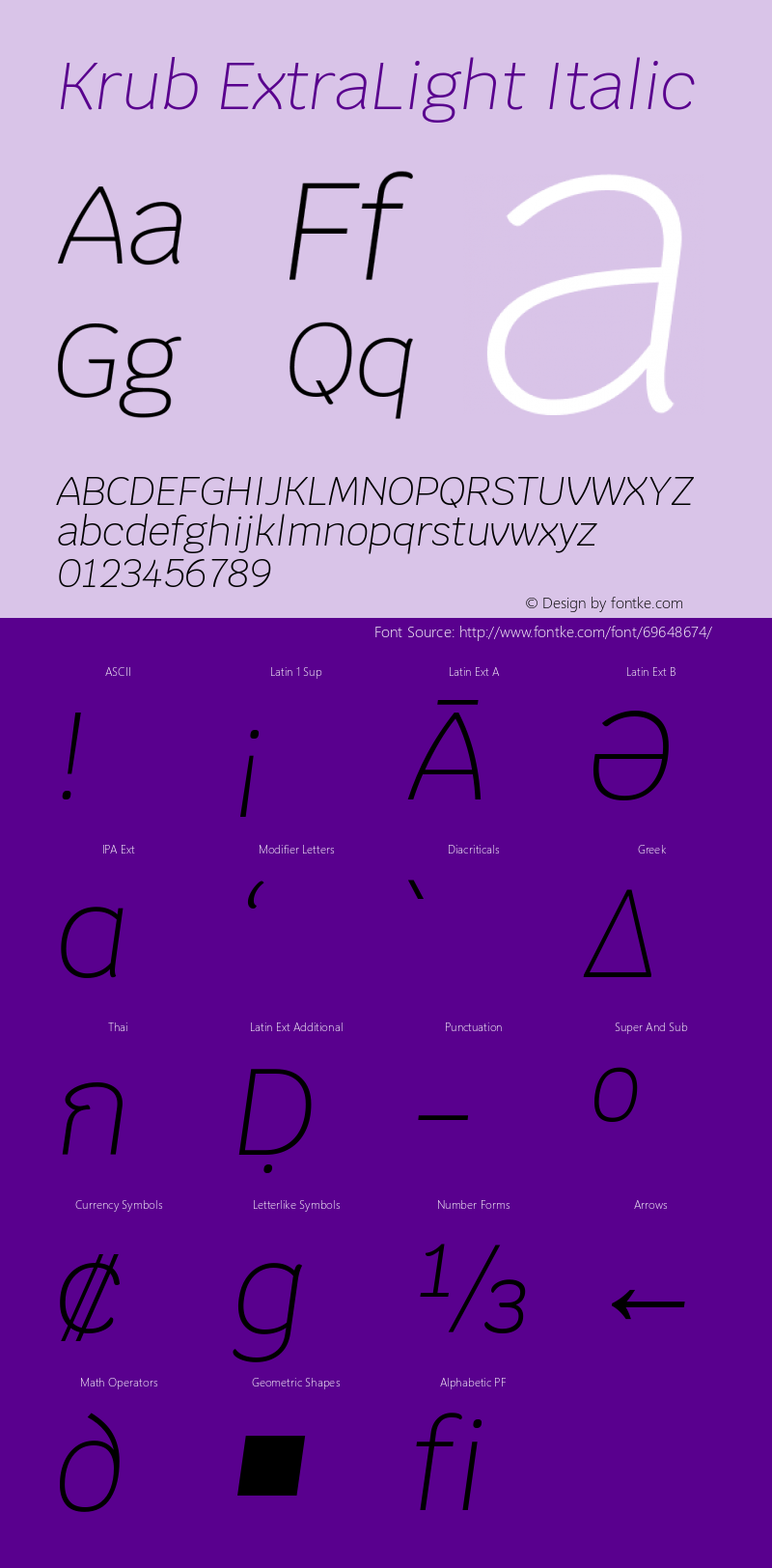 Krub ExtraLight Italic Version 1.000; ttfautohint (v1.6)图片样张