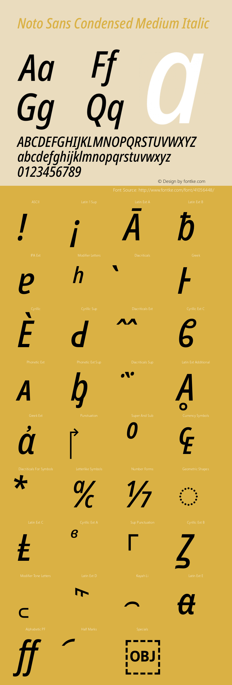 Noto Sans Condensed Medium Italic Version 2.001图片样张