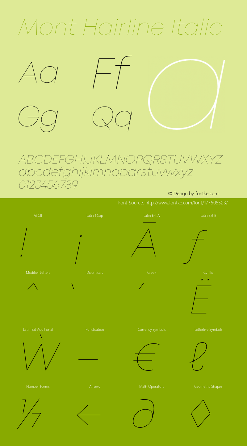 Mont Hairline Italic Version 1.003;PS 001.003;hotconv 1.0.88;makeotf.lib2.5.64775图片样张