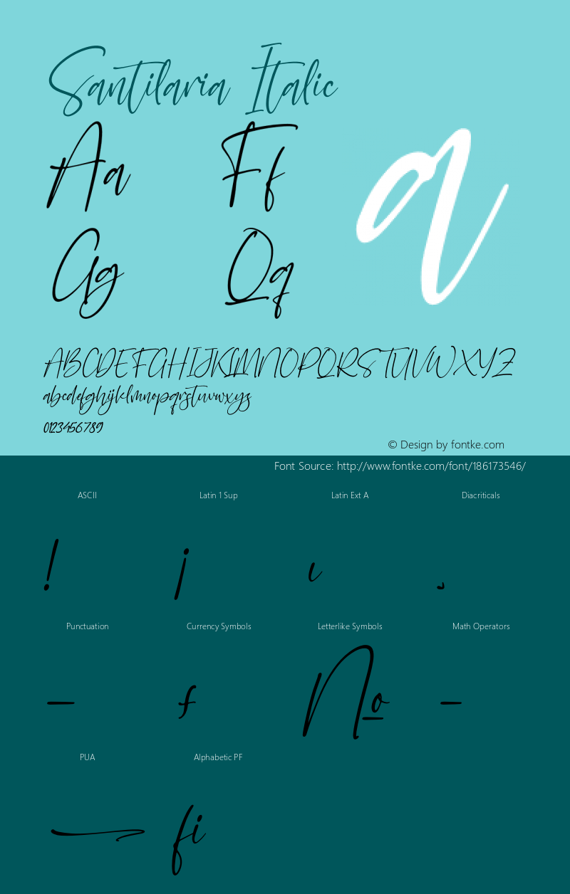 Santilaria Italic Version 1.00;November 5, 2021;FontCreator 13.0.0.2683 64-bit图片样张