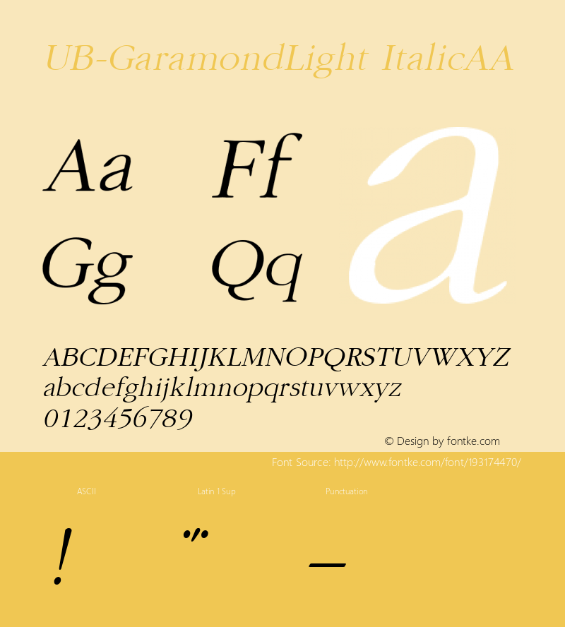 UB-GaramondLight-ItalicAA 1.0 Mon Oct 09 10:04:04 1995图片样张