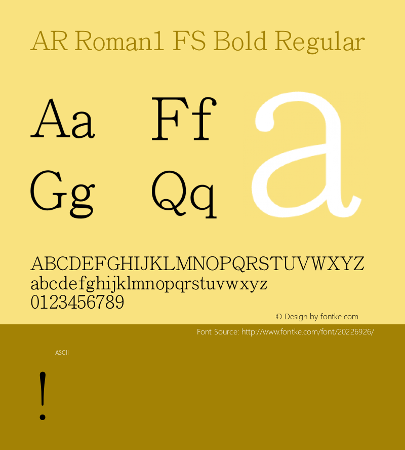 AR Roman1 FS Bold Version 2.001;PS 001.001;hotconv 1.0.38图片样张