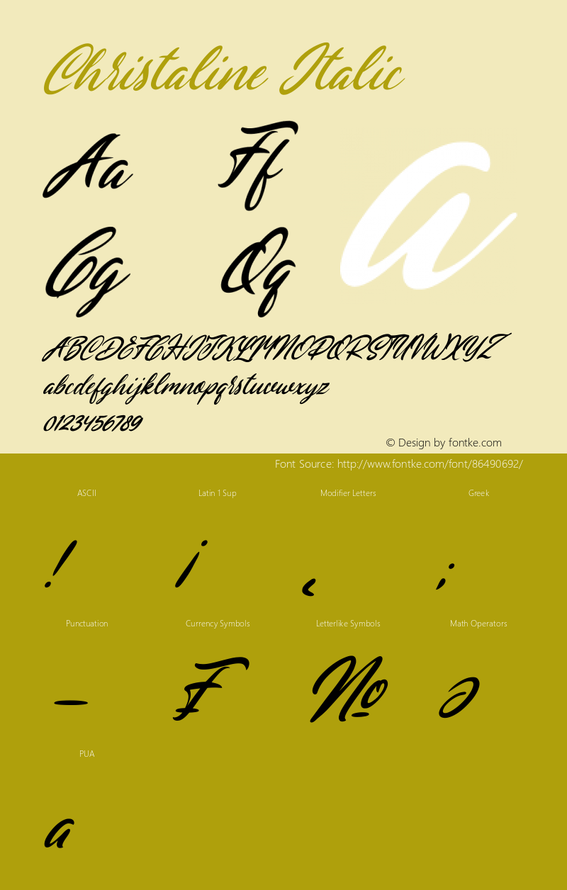 Christaline Italic Version 1.00;October 8, 2020;FontCreator 12.0.0.2563 64-bit图片样张