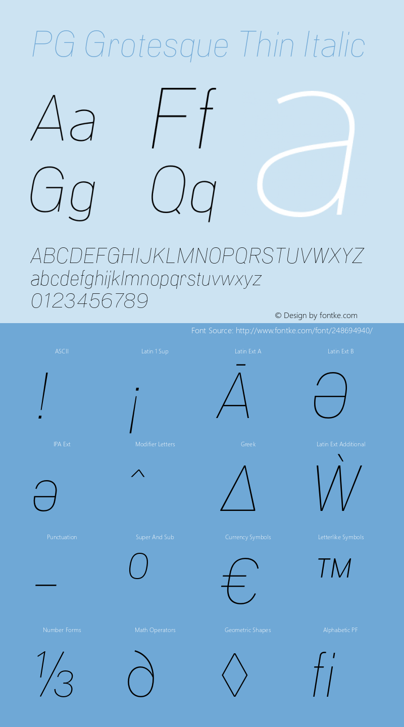 PG Grotesque Thin Italic Version 1.000;Glyphs 3.2 (3207)图片样张