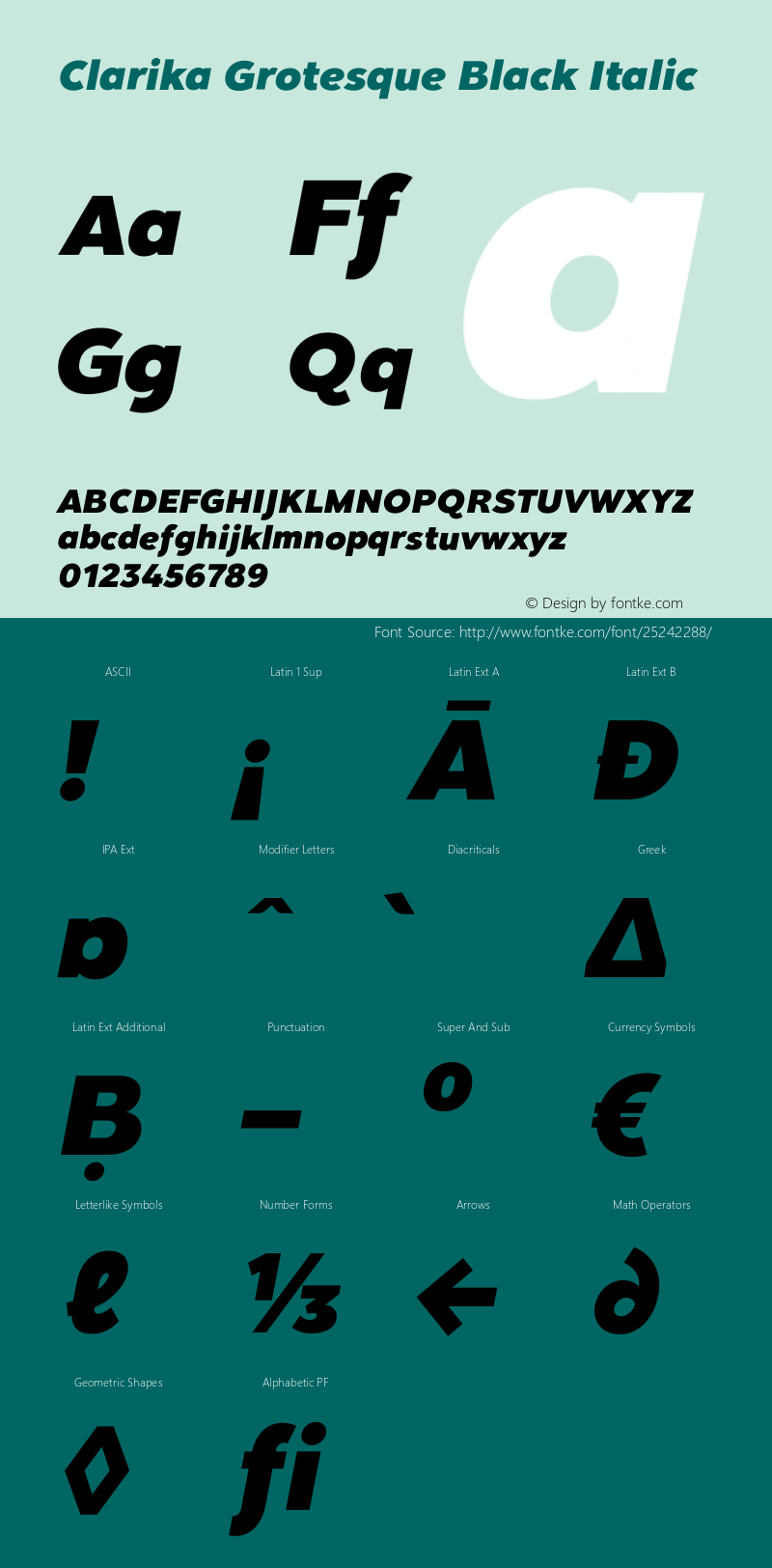 Clarika Grotesque Black Italic Version 1.000;PS 001.000;hotconv 1.0.88;makeotf.lib2.5.64775图片样张