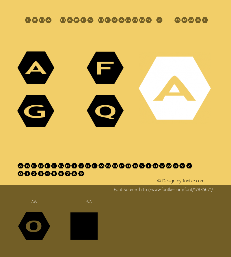 AlphaShapes hexagons 2 Normal 2.0 - October 2005 - freeware font图片样张