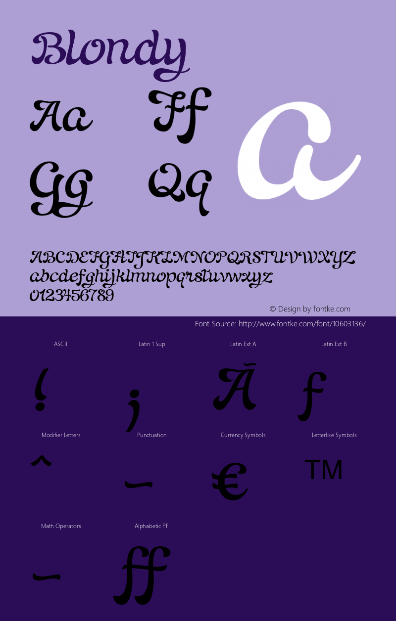 Blondy ☞ Version 1.000 2013 initial release;com.myfonts.eurotypo.blondy.regular.wfkit2.3WXT图片样张