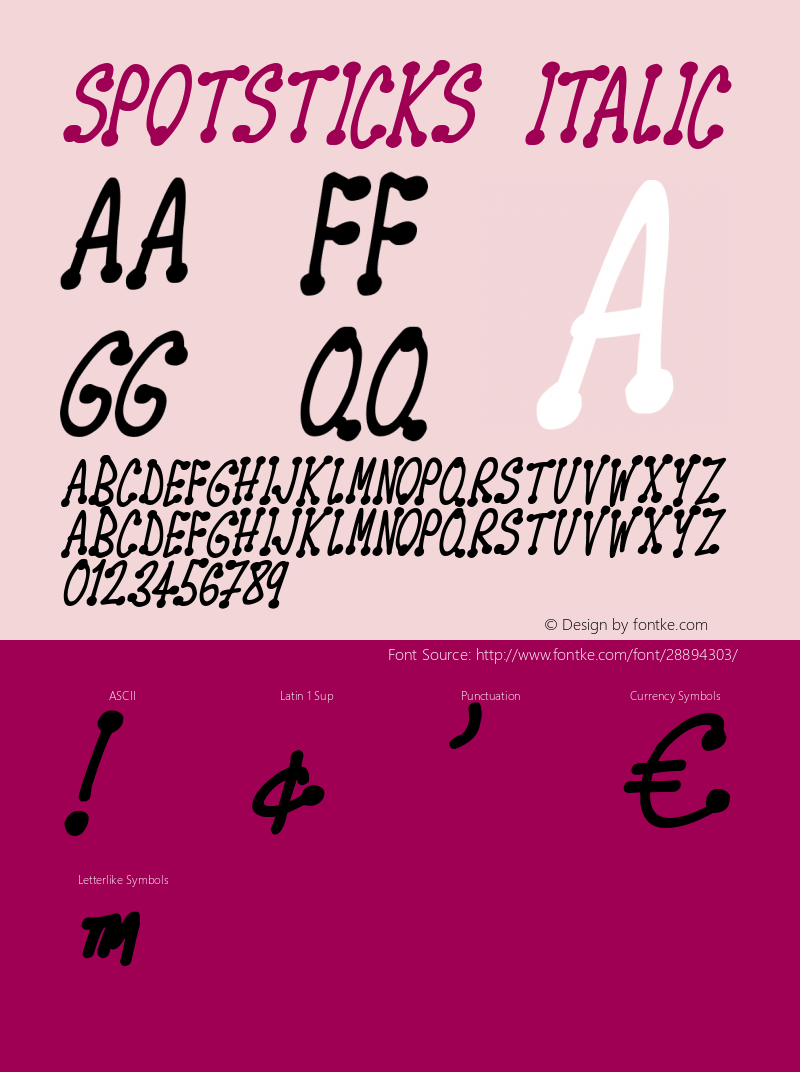 Spotsticks Italic Version 1.00 March 21, 2019, initial release图片样张