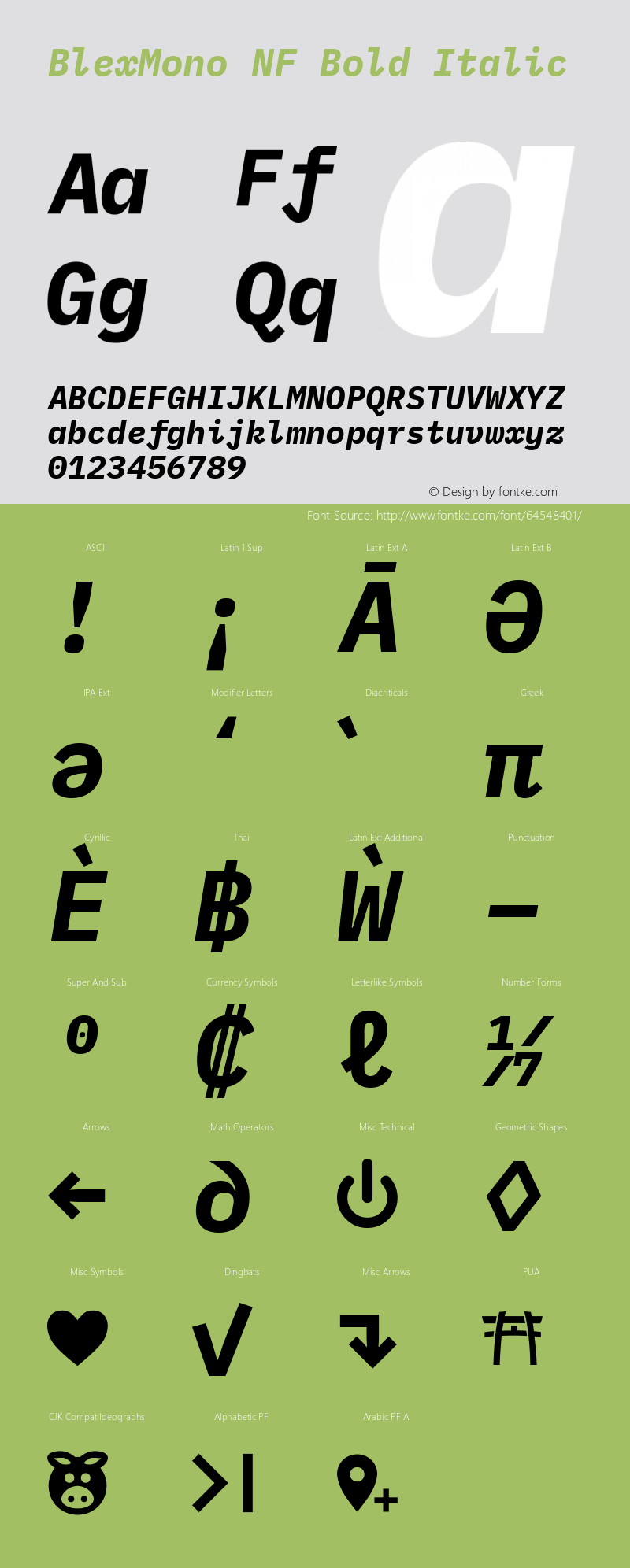 Blex Mono Bold Italic Nerd Font Complete Mono Windows Compatible Version 2.000图片样张