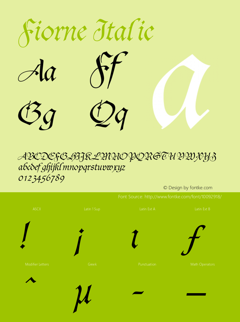 Fiorne Italic The IMSI MasterFonts Collection, tm 1995, 1996 IMSI (International Microcomputer Software Inc.)图片样张