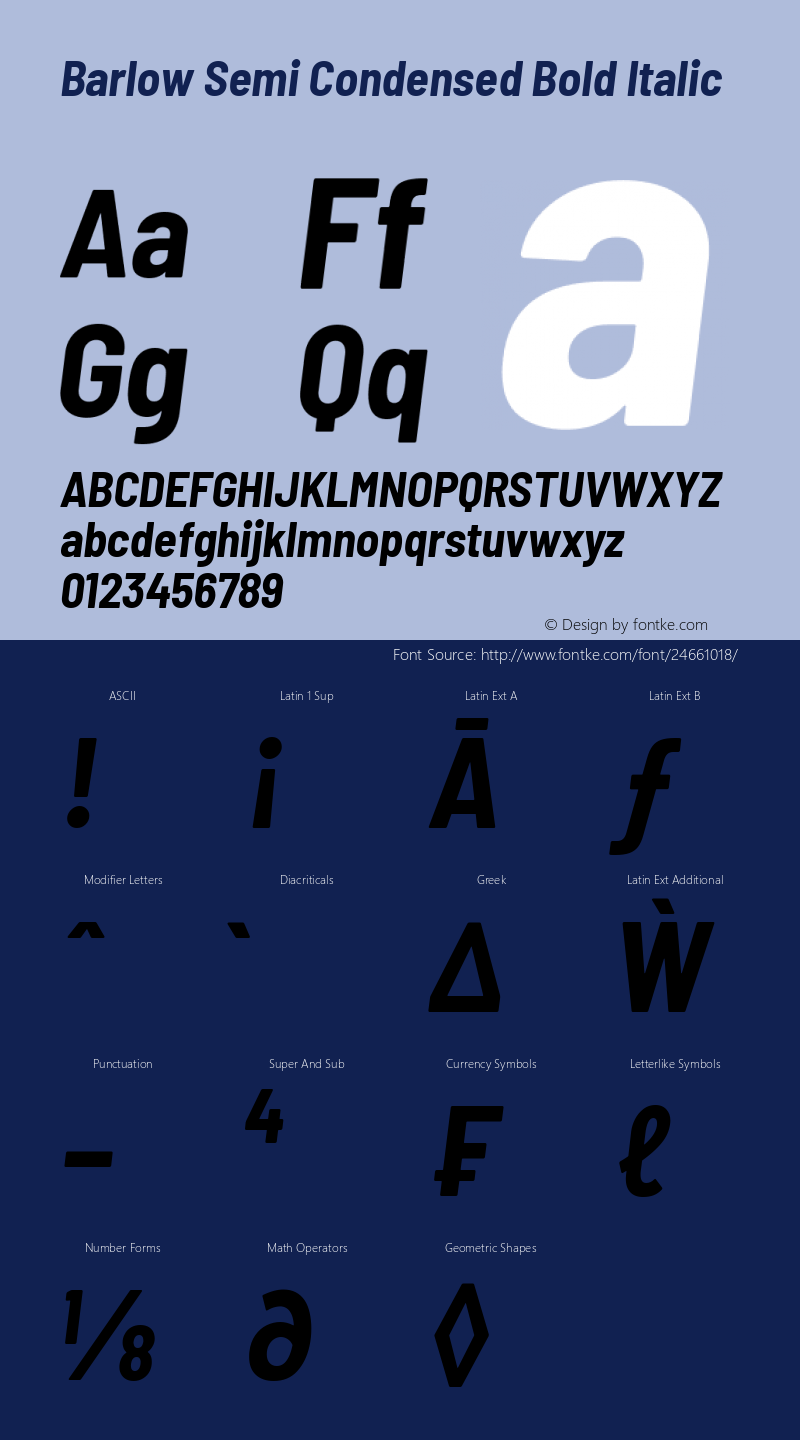 Barlow Semi Condensed Bold Italic Version 1.202图片样张