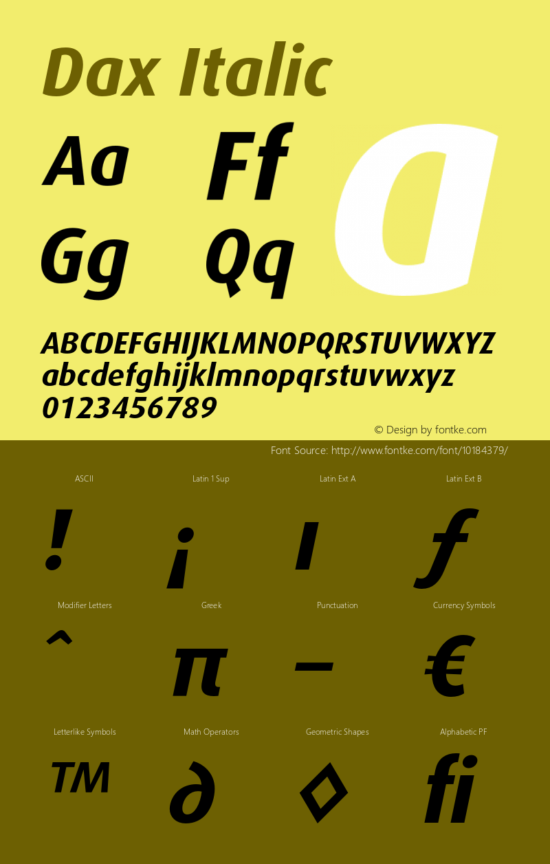 Dax Italic Version 1.005 2000图片样张