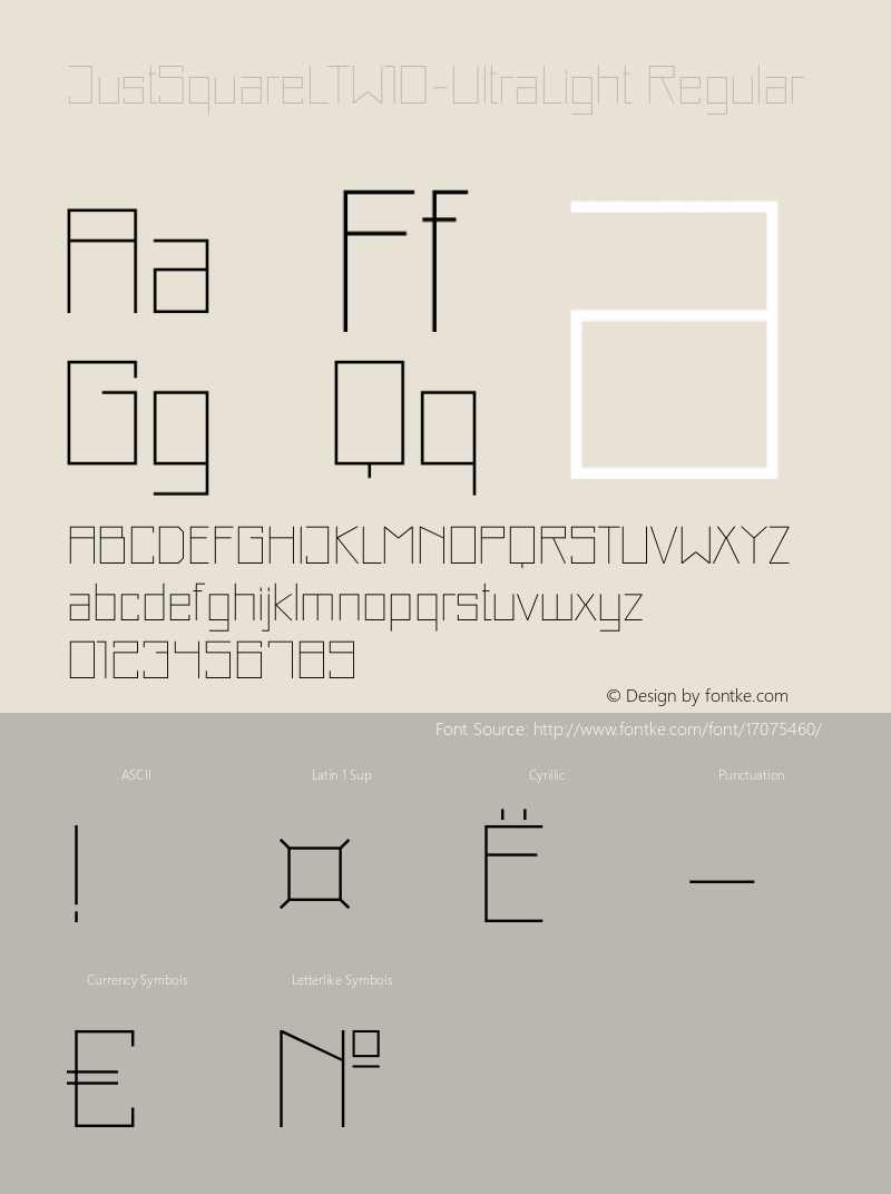 JustSquareLTW10-UltraLight Regular Version 1.01图片样张