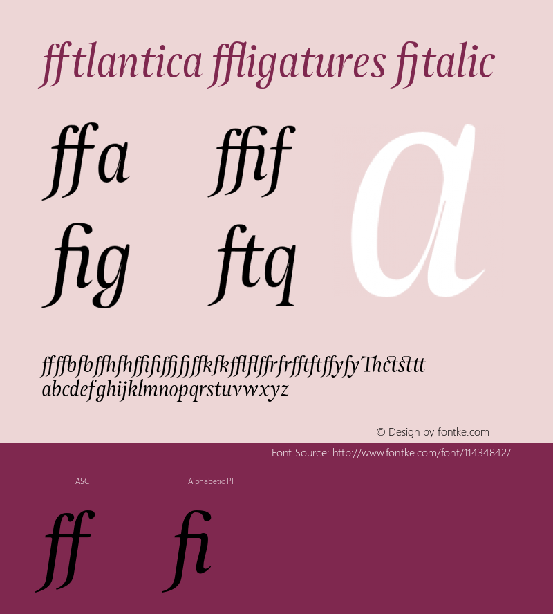 Atlantica Ligatures Italic Version 1.000;PS 001.000;hotconv 1.0.38图片样张