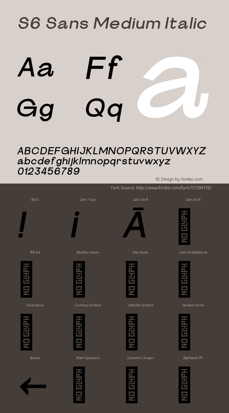 S6 Sans Medium Italic Version 1.000图片样张