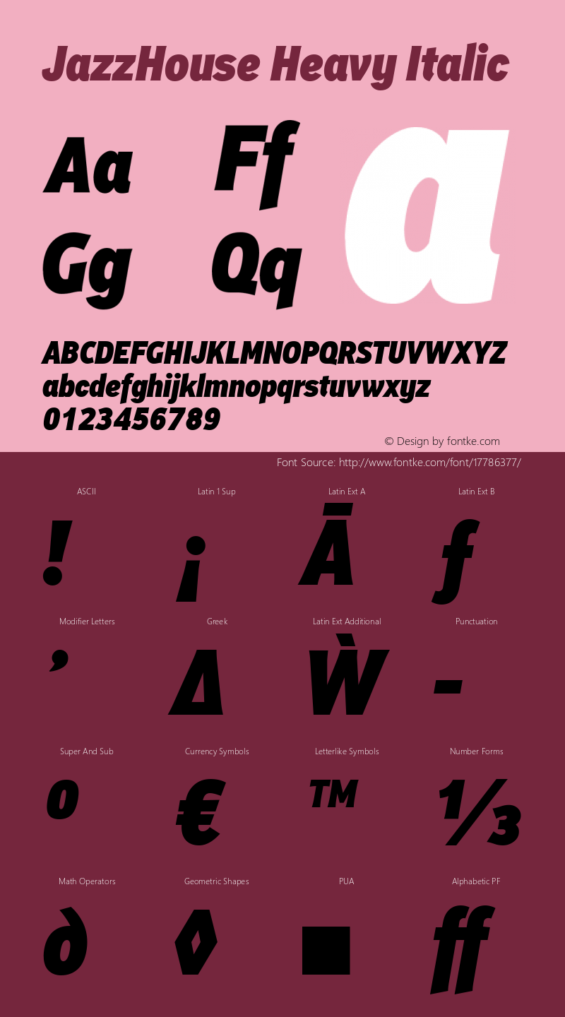 JazzHouse Heavy Italic Version 1.002图片样张