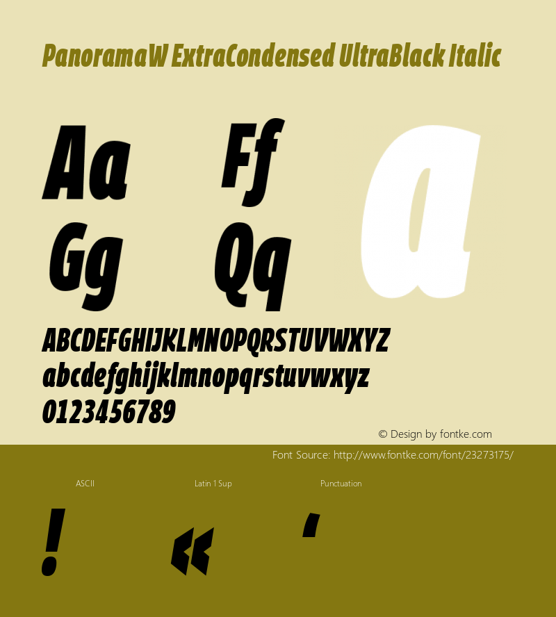 PanoramaW ExtraCondensed Black Bold Italic Version 1.001;PS 1.1;hotconv 1.0.72;makeotf.lib2.5.5900; ttfautohint (v0.92) -l 8 -r 50 -G 200 -x 14 -w 