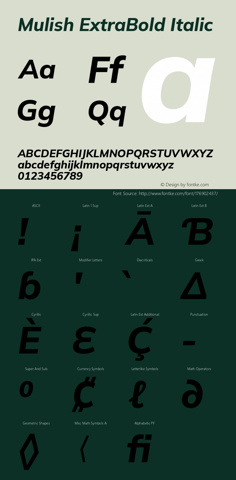 Mulish ExtraBold Italic Version 3.603; ttfautohint (v1.8.3)图片样张