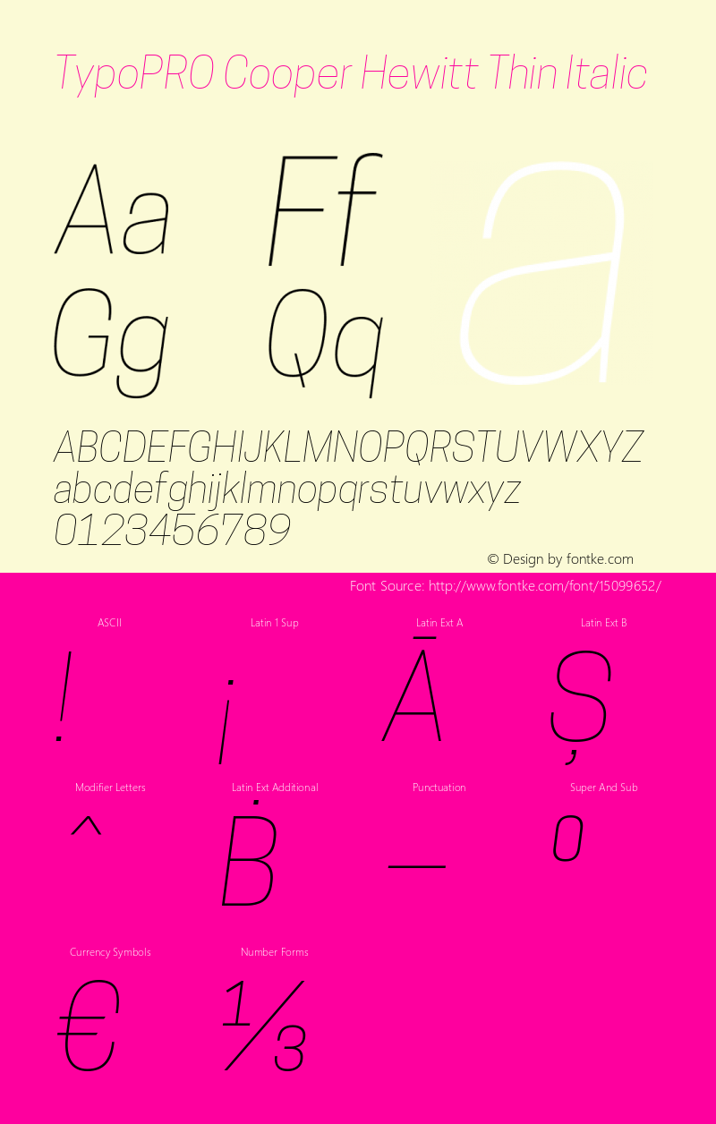 TypoPRO Cooper Hewitt Thin Italic 1.000图片样张