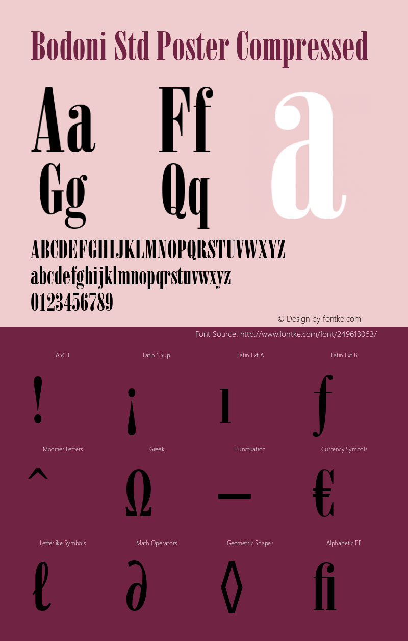 Bodoni Std Poster Compressed Version 1.00 Build 1000图片样张