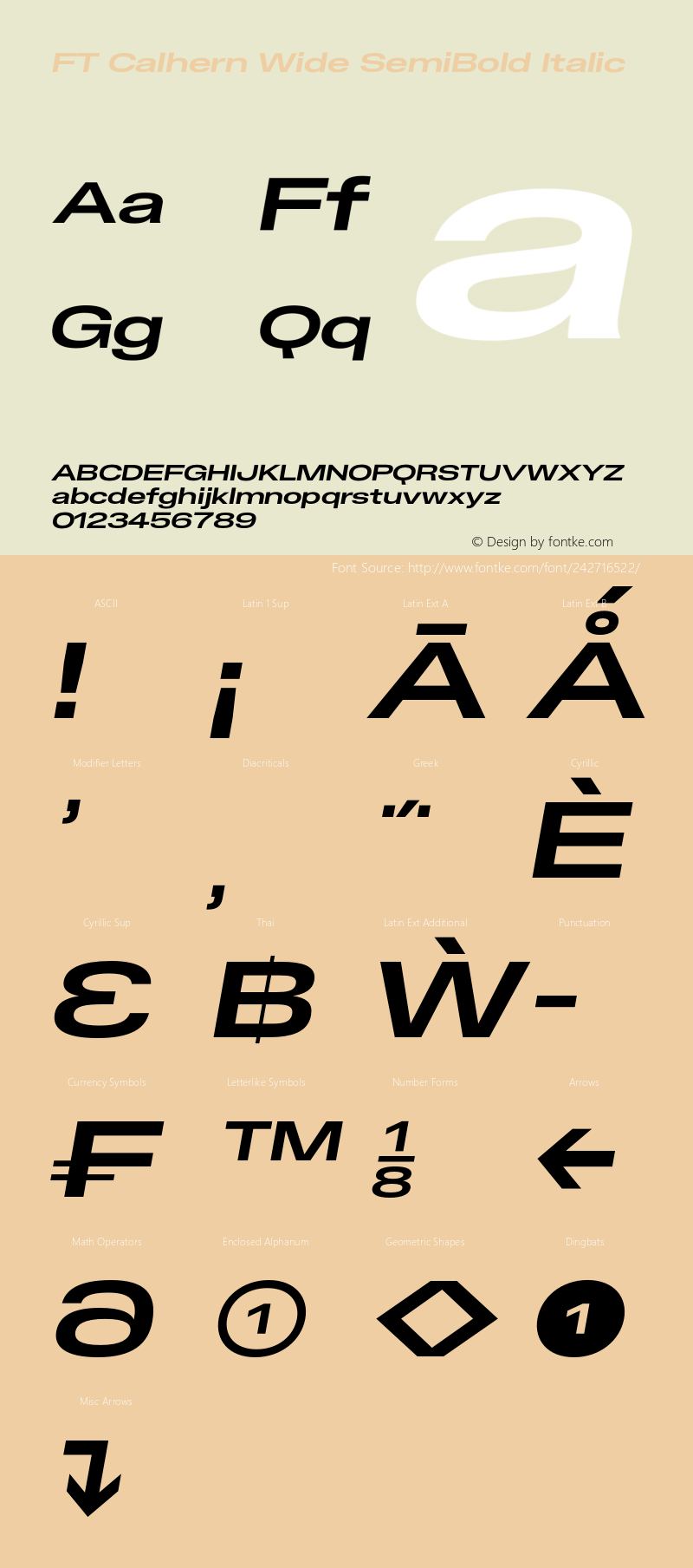 FT Calhern Wide SemiBold Italic Version 1.001 (2023-01-31) | web-otf图片样张
