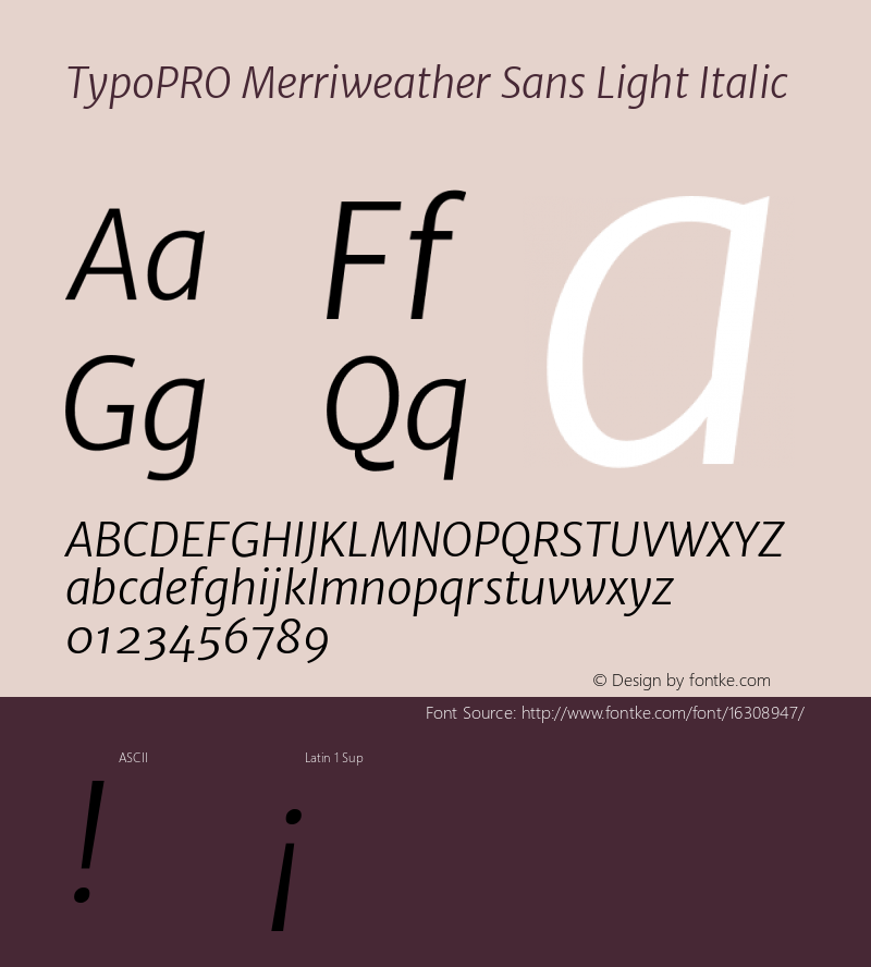 TypoPRO Merriweather Sans Light Italic Version 1.000图片样张