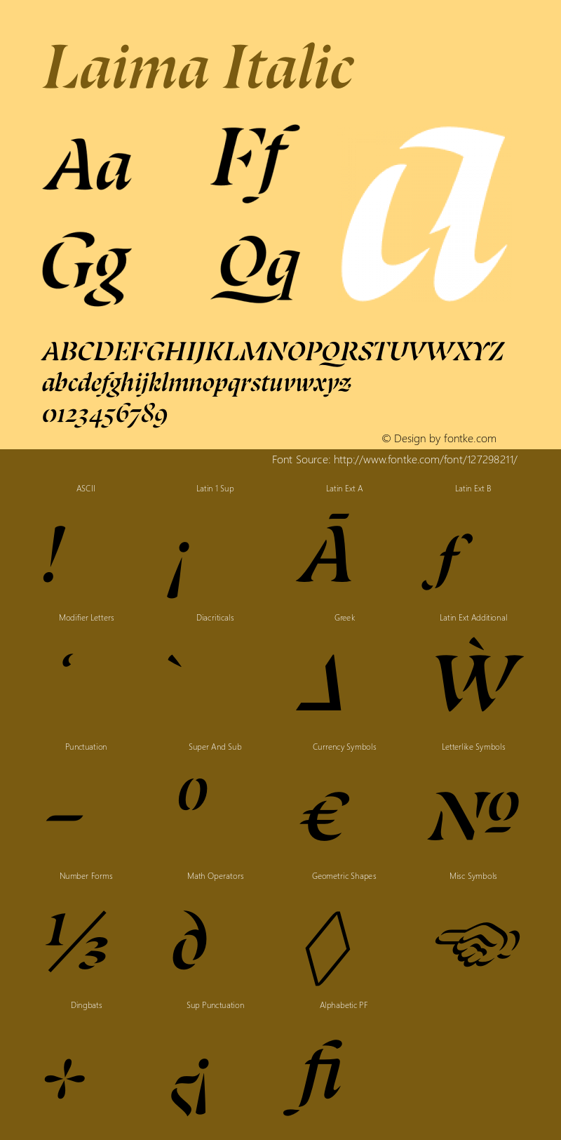 Laima Italic Version 1.001图片样张