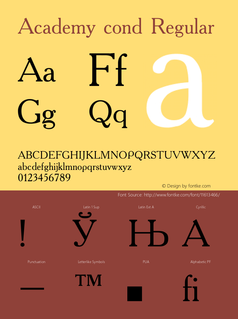 Academy cond Regular Converted from C:\FONTS\ACADEMY.TF1 by ALLTYPE图片样张