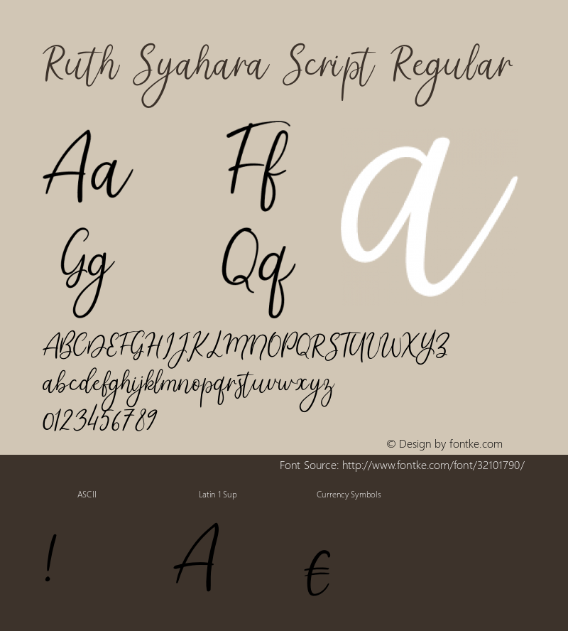 Ruth Syahara Script Version 1.00;June 21, 2019;FontCreator 11.5.0.2422 64-bit图片样张