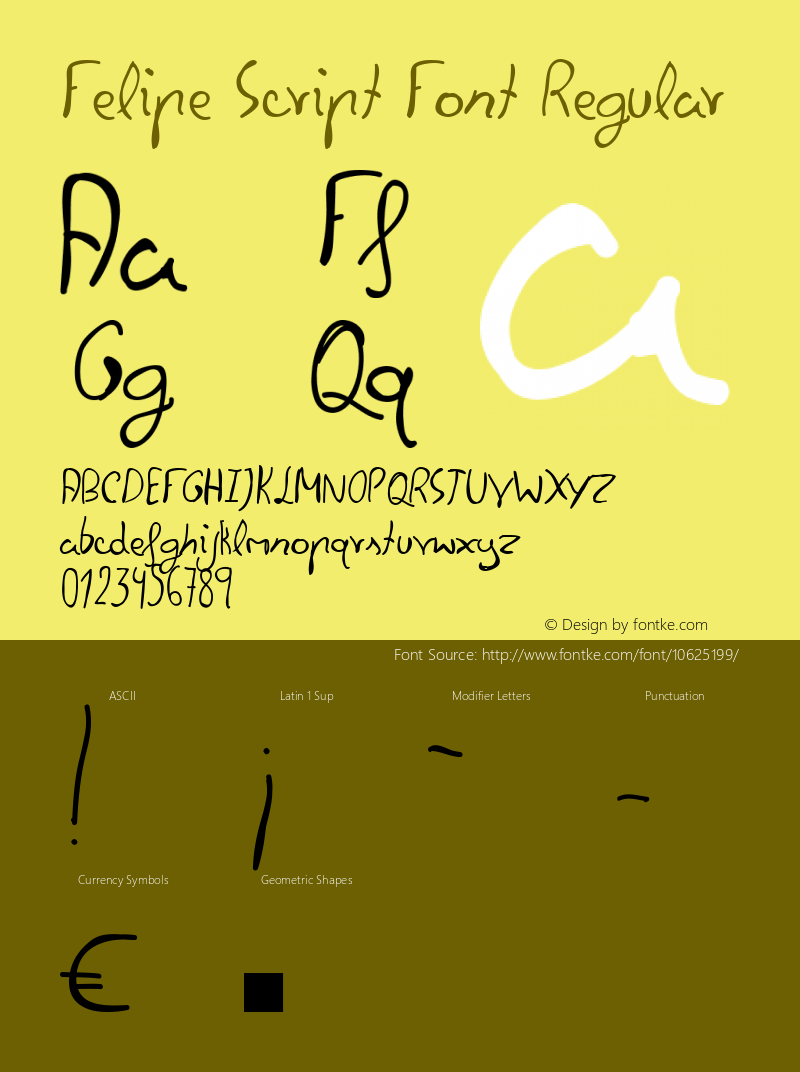 Felipe Script Font Regular Version 1.000;PS 001.000;hotconv 1.0.70;makeotf.lib2.5.58329图片样张