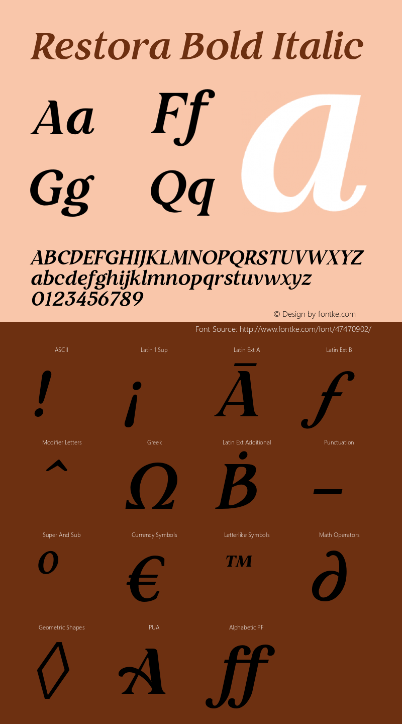 RestoraBoldItalic Version 1.000图片样张