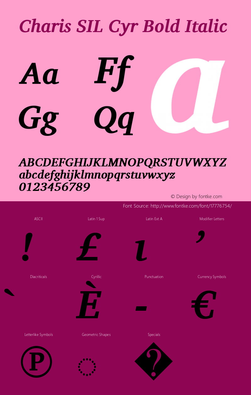 Charis SIL Cyr Bold Italic Version 5.000图片样张