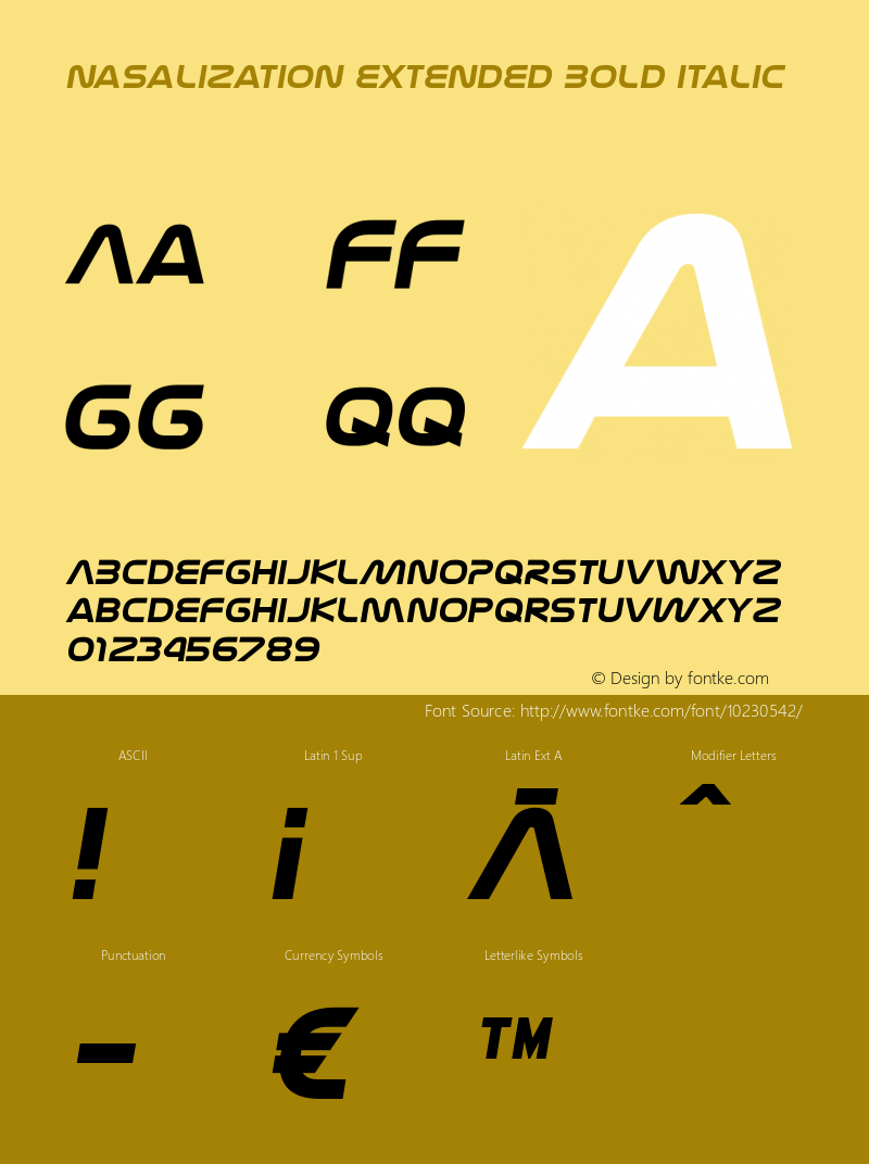 Nasalization Extended Bold Italic Version 3.001 2004图片样张