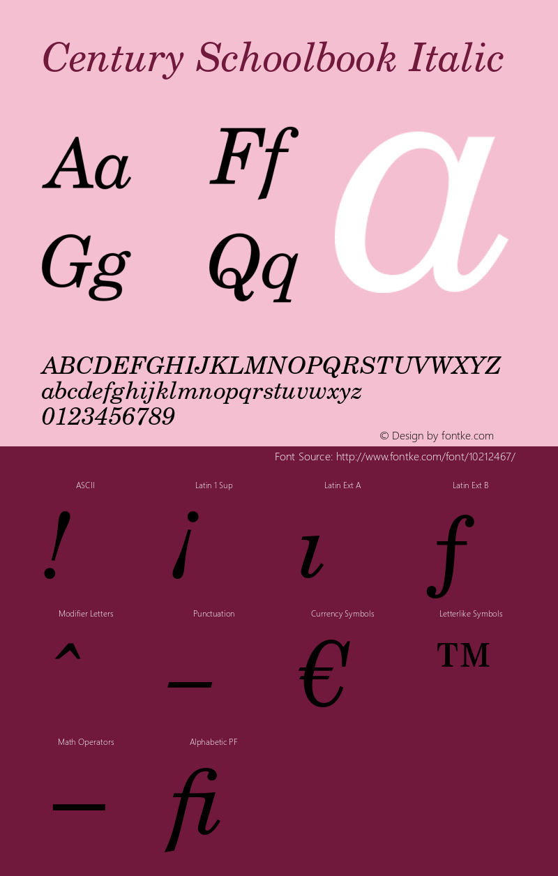 Century Schoolbook Italic 003.001图片样张