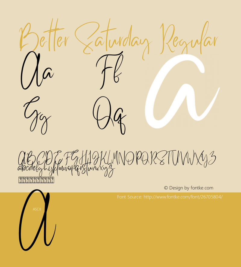 Better Saturday Version 1.00;August 29, 2018;FontCreator 11.5.0.2427 64-bit图片样张