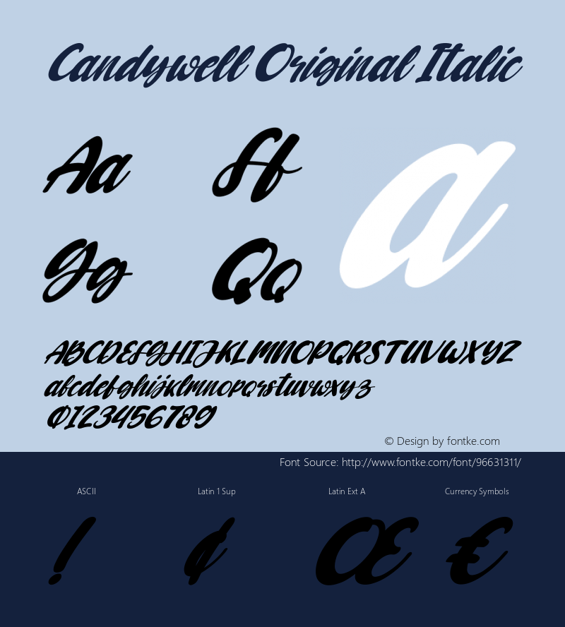 Candywell Original Italic Version 1.00;October 31, 2020;FontCreator 12.0.0.2563 64-bit图片样张