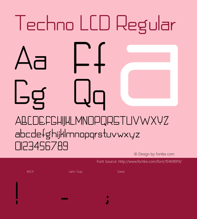 Techno LCD Regular Version 1.00 April 12, 2011, initial release图片样张