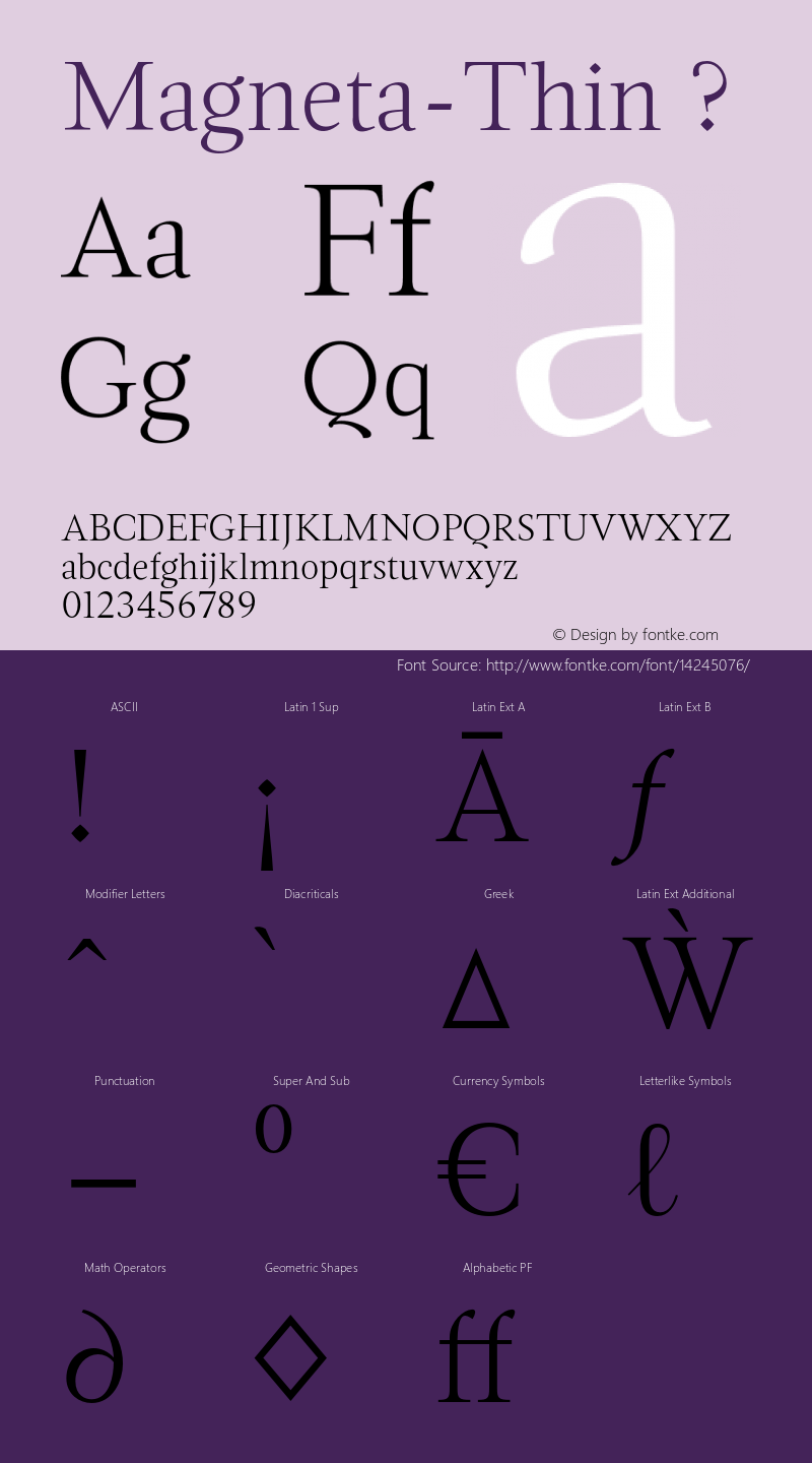 Magneta-Thin ? Version 1.000;com.myfonts.positype.magneta.thin.wfkit2.3mDK图片样张