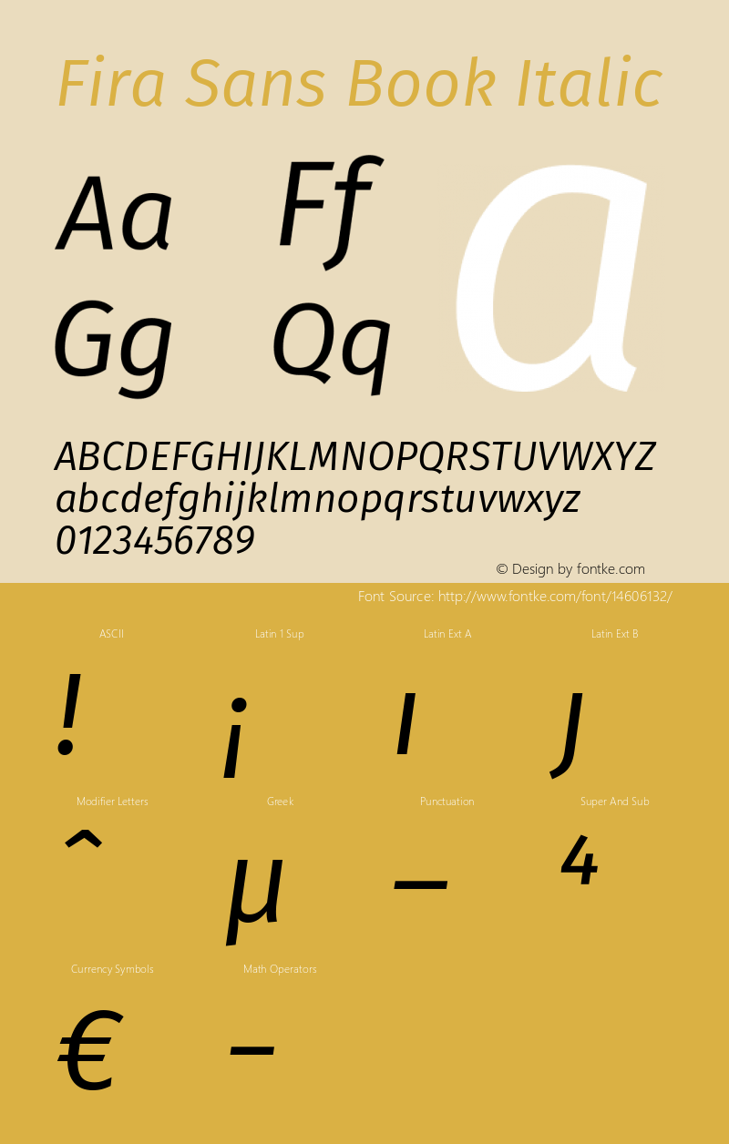 Fira Sans Book Italic Version 3.111图片样张