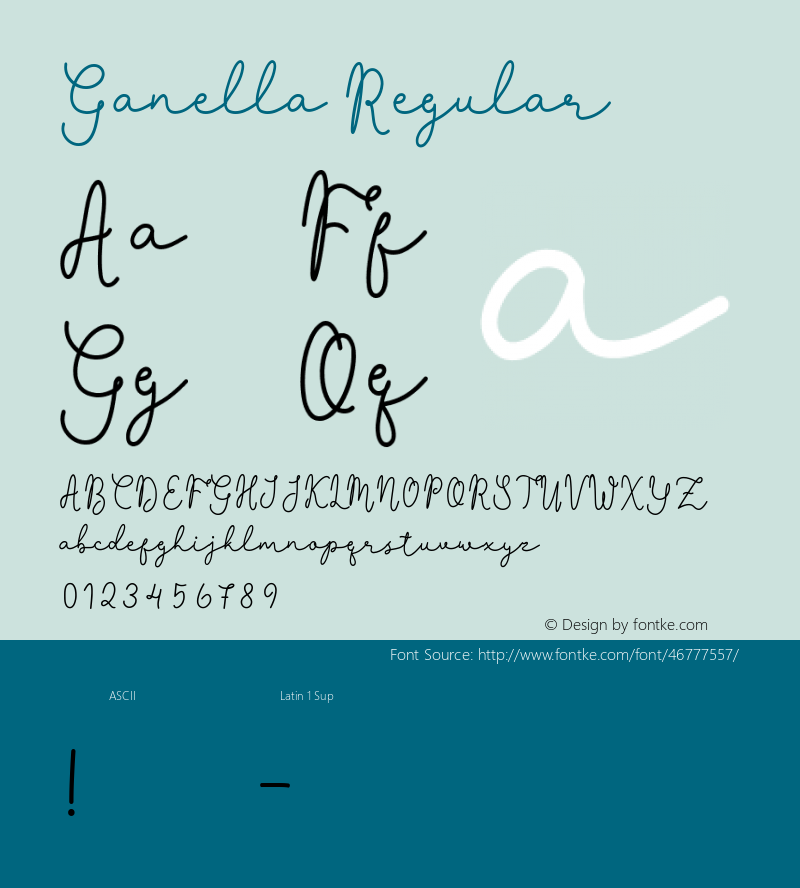 Ganella Version 1.00;November 12, 2019;FontCreator 12.0.0.2545 64-bit图片样张