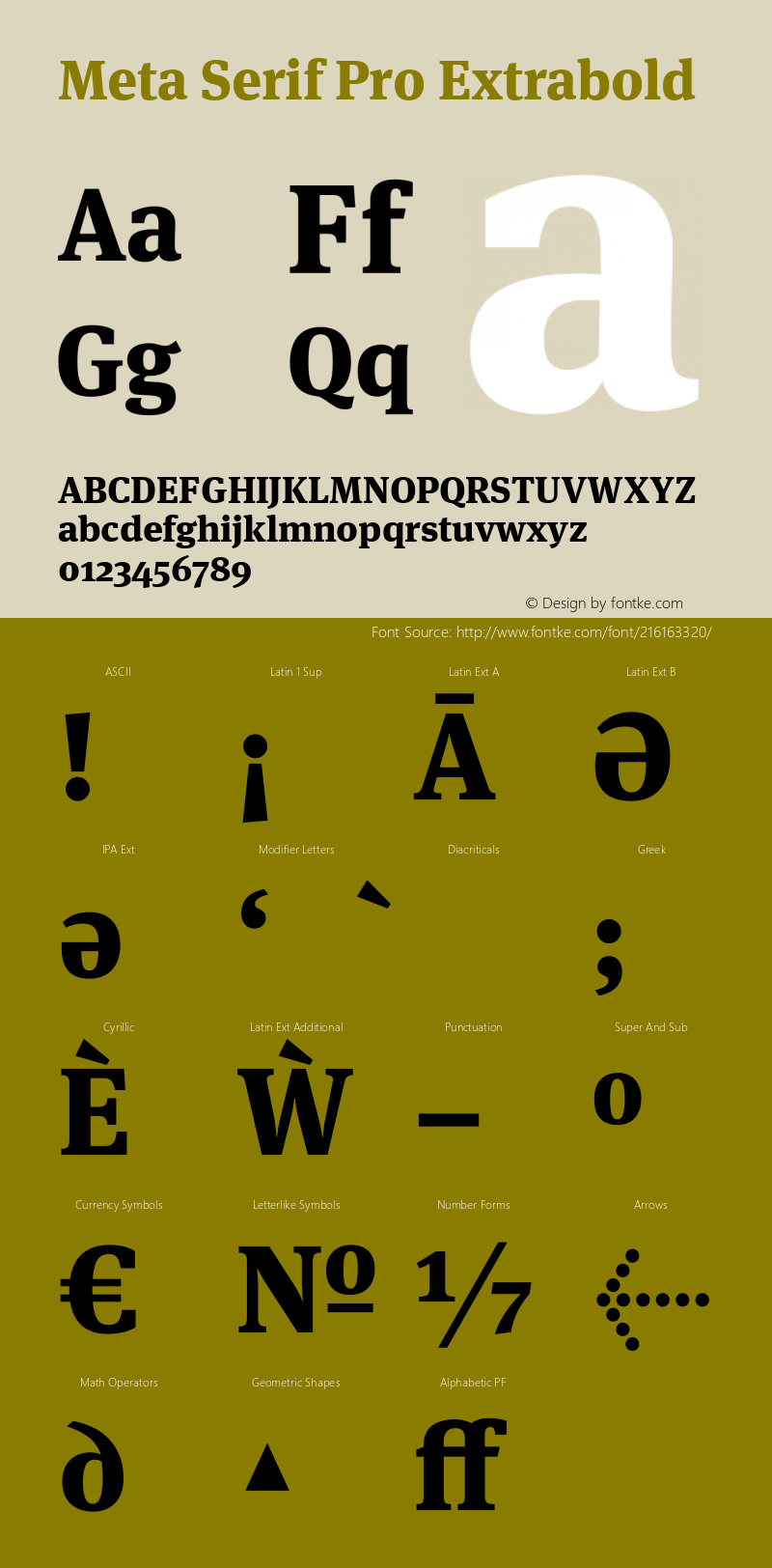 Meta Serif Pro Extrabold Version 7.600, build 1030, FoPs, FL 5.04图片样张