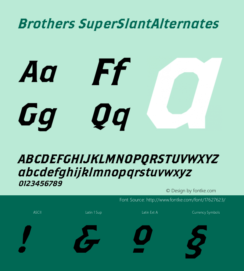 Brothers SuperSlantAlternates Version 001.000图片样张